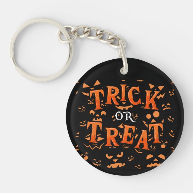 Trick or Treat Halloween Round Acrylic Keychains (Front)