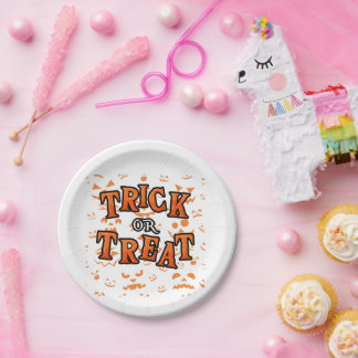 Trick or Treat Halloween Round Paper Plate