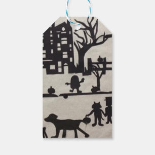 Trick-or-Treat Halloween Scene Gift Tag