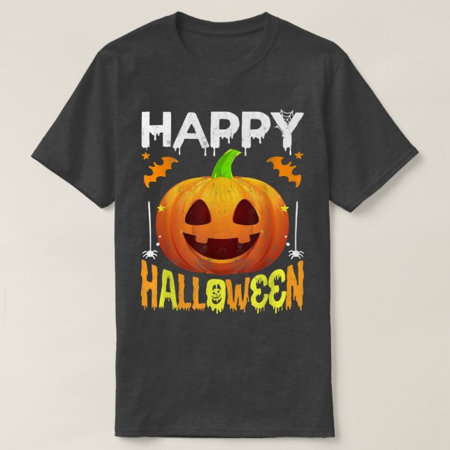 Trick Or Treat Halloween Shirt, Pumpkin Happy Hall T-Shirt (Design Front)