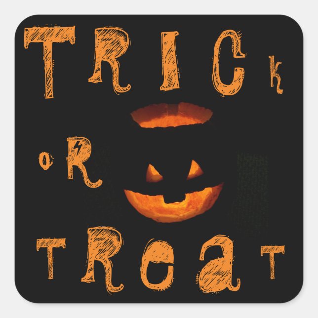 Trick or Treat Halloween Skull Square Sticker (Front)