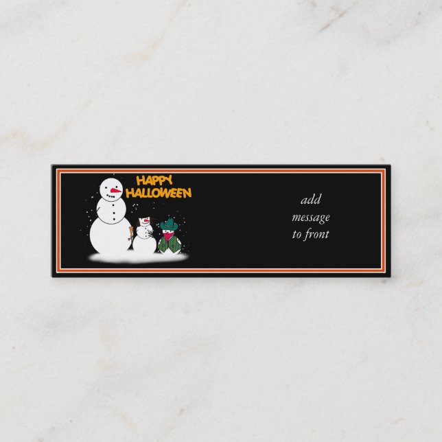 Trick or Treat Halloween Snowmen Mini Business Card (Front)