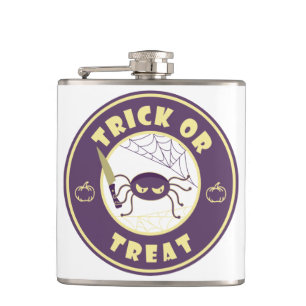 Trick or treat halloween spider Starbucks style Hip Flask