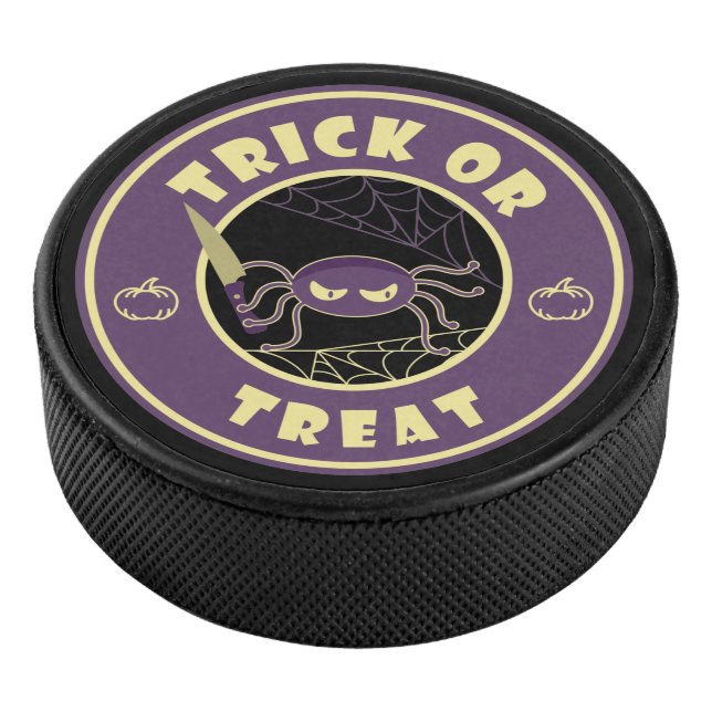 Trick or treat halloween spider Starbucks style Hockey Puck (3/4)