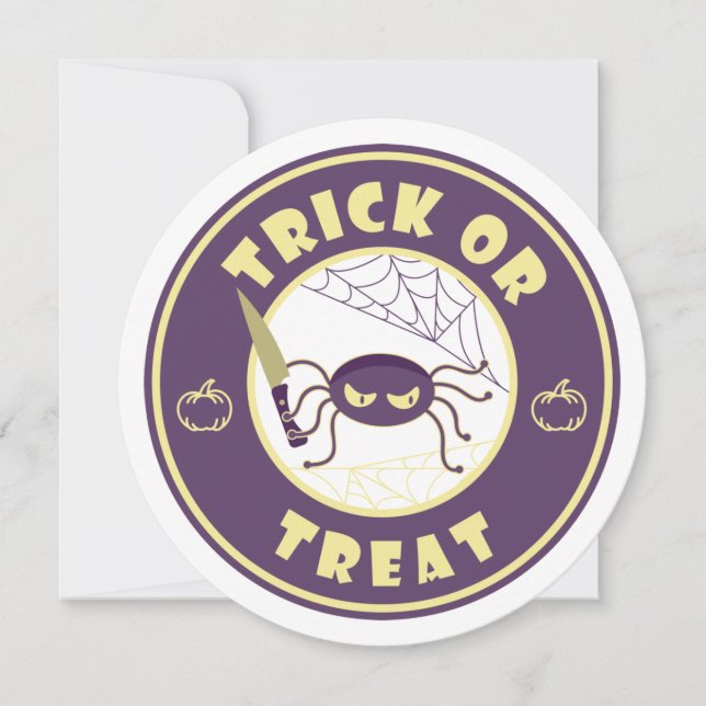 Trick or treat halloween spider Starbucks style Holiday Card (Front)