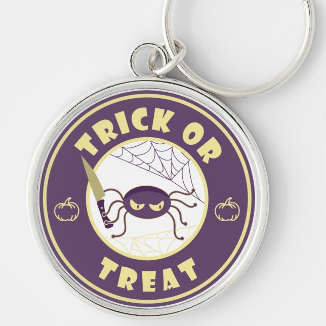 Trick or treat halloween spider Starbucks style Key Ring (Front)