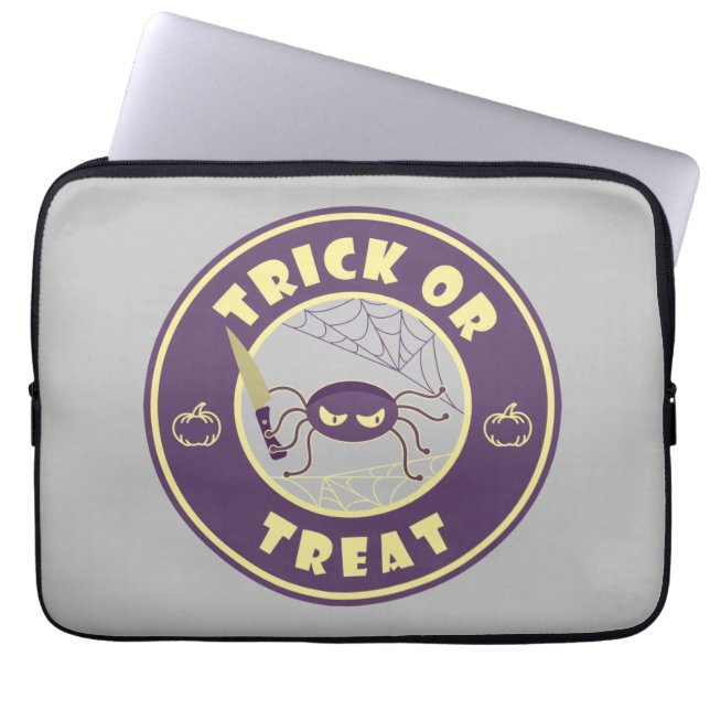 Trick or treat halloween spider Starbucks style Laptop Sleeve (Front)