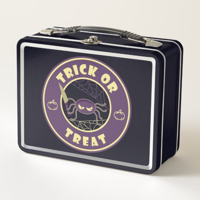 Trick or treat halloween spider Starbucks style Metal Lunch Box (Front)