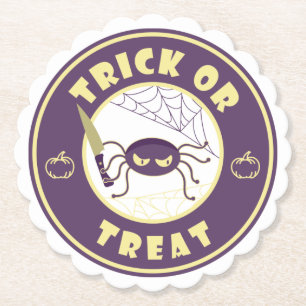 Trick or treat halloween spider Starbucks style Paper Coaster