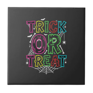 Trick or Treat Halloween Spider Web Design_1 Ceramic Tile