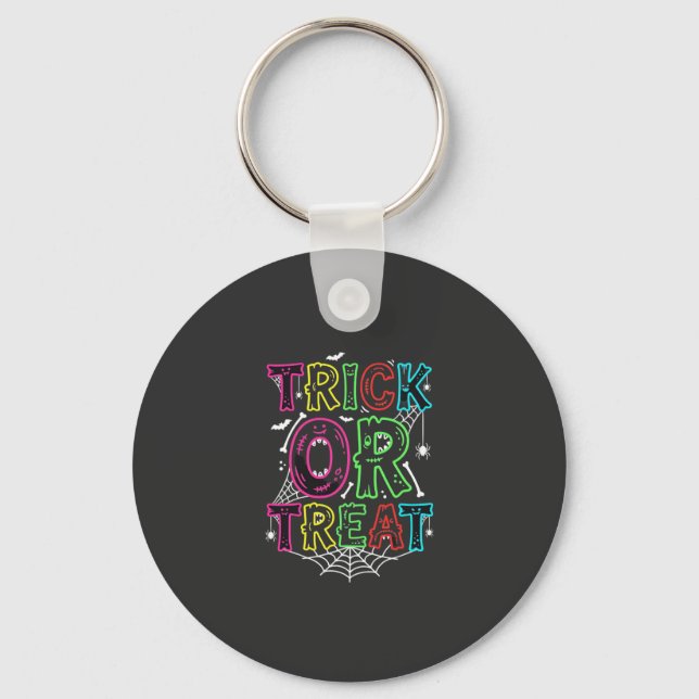Trick or Treat Halloween Spider Web Design_1 Key Ring (Front)