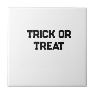 Trick or. Treat Halloween spooky black simple mini Ceramic Tile
