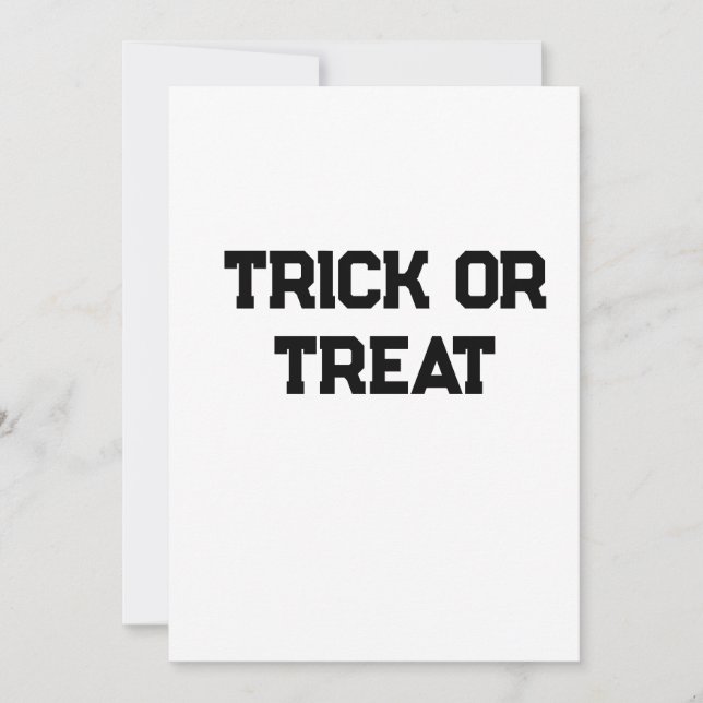 Trick or. Treat Halloween spooky black simple mini Invitation (Front)