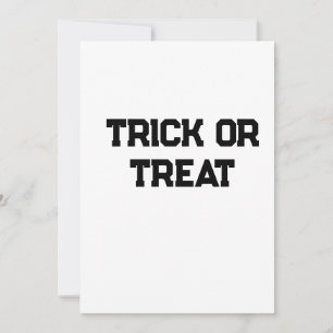 Trick or. Treat Halloween spooky black simple mini Invitation
