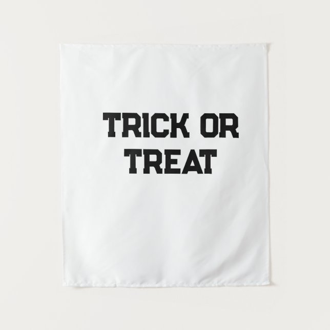 Trick or. Treat Halloween spooky black simple mini Tapestry (Front)