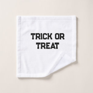 Trick or. Treat Halloween spooky black simple mini Wash Cloth