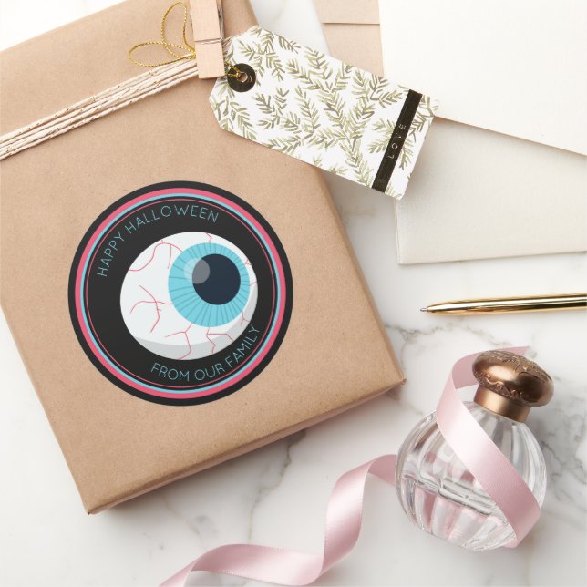 Trick or Treat Halloween Spooky Creepy Eyeball  Classic Round Sticker (Gifting)