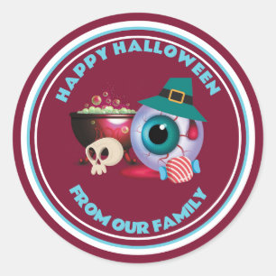 Trick or Treat Halloween Spooky Creepy Eyeball Classic Round Sticker