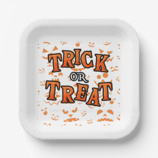 Trick or Treat Halloween Square Paper Plate