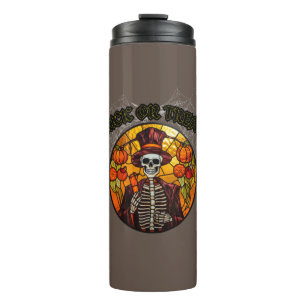 Trick or treat? Halloween, stained glass Thermal Tumbler
