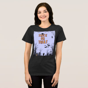 Trick or Treat Halloween T-Shirt Women, Kids, Men Tri-Blend Shirt