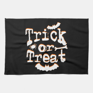trick or treat halloween tea towel