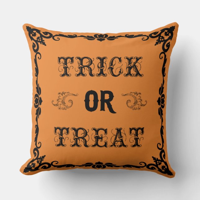 Trick or Treat Halloween Throw Pillow (Front)