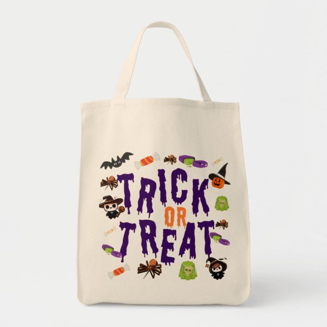 Trick or Treat Halloween Tote Bag - Cute & spooky  (Front)