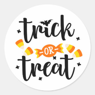 Trick or Treat Halloween Typography Design Candy Classic Round Sticker