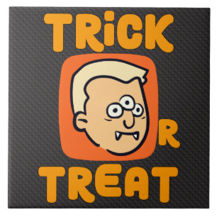Trick Or Treat - Halloween Vampire Drawing Ceramic Tile