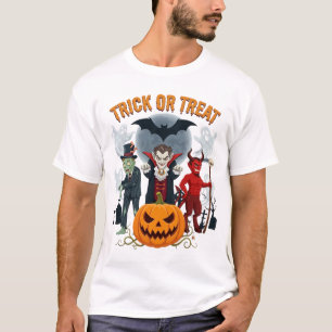 Trick Or Treat Halloween Vampire Zombie Devil Pump T-Shirt