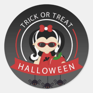 Trick or Treat Halloween Vampress Classic Round Sticker