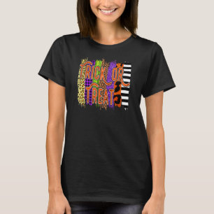 Trick Or Treat Halloween Vibes Leopard Print Spook T-Shirt