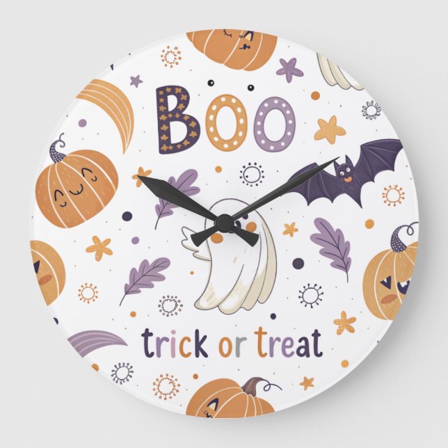 Trick or Treat Halloween Wall Clock (Front)