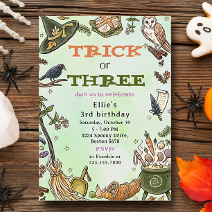 Trick Or Treat Halloween Witch 3rd Birthday Invitation