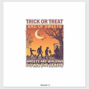 Trick Or Treat Halloween Zombies Grim Reaper Pumpk