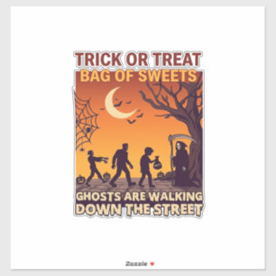 Trick Or Treat Halloween Zombies Grim Reaper Pumpk
