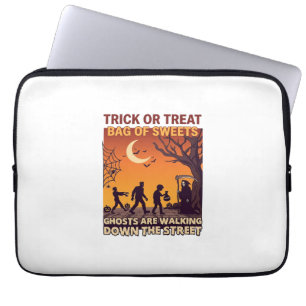 Trick Or Treat Halloween Zombies Grim Reaper Pumpk Laptop Sleeve