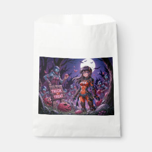 Trick or Treat Halloween Zombies Handing out Brain Favour Bag