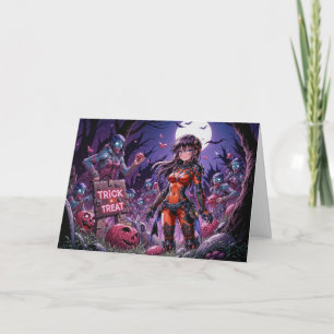 Trick or Treat Halloween Zombies Handing out Brain Invitation