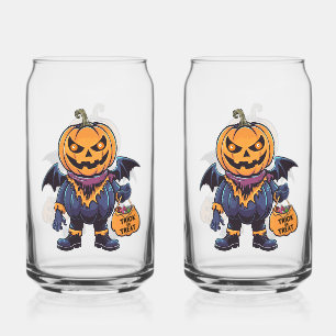 Trick or Treat Happy Halloween Can Glass