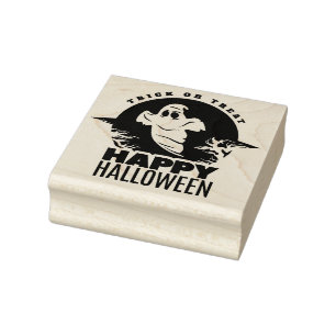 Trick or Treat Happy Halloween Ghost Rubber Stamp