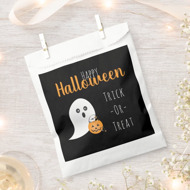 Trick Or Treat Happy Halloween Ghost Spooky Favour Bag (Clipped)