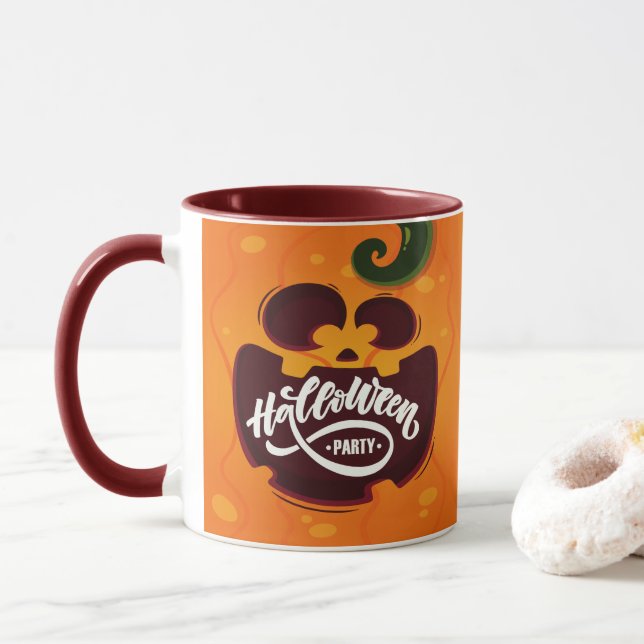 Trick or Treat Happy Halloween Pumpkin party Mug (With Donut)
