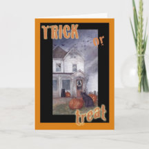 TRICK OR TREAT HAUNTED HOUSE HALLOWEEN GREETING