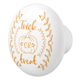 Trick or treat in plants frame ceramic knob