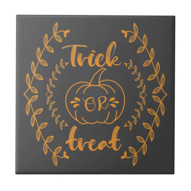 Trick or treat in plants frame  ceramic tile (Front)