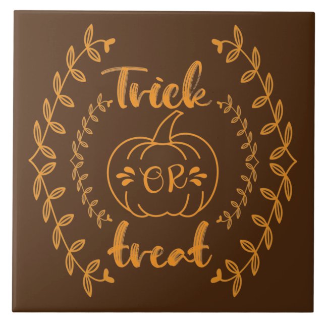 Trick or treat in plants frame  ceramic tile (Front)