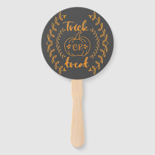 Trick or treat in plants frame  hand fan