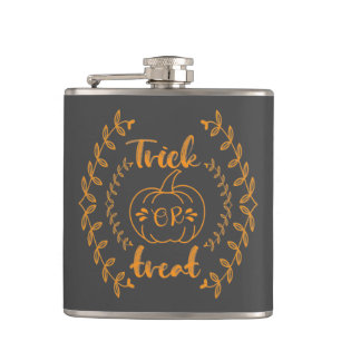 Trick or treat in plants frame hip flask